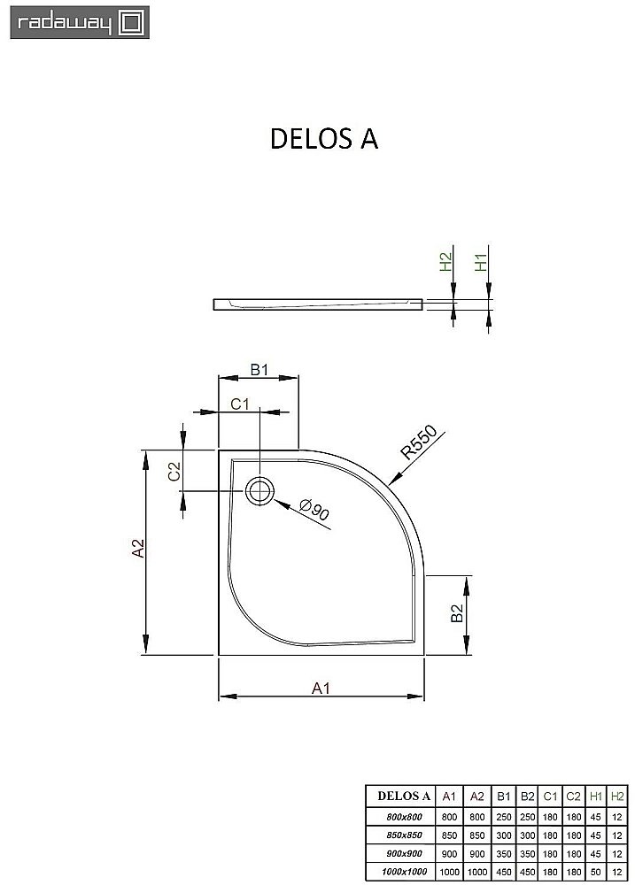 Душевой поддон Radaway Delos A SDA8585-01 85х85 белый купить в интернет-магазине Sanbest