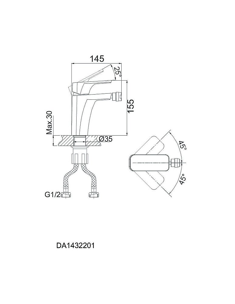 Смеситель для биде D&K Berlin Kunste DA1432213 купить в интернет-магазине сантехники Sanbest