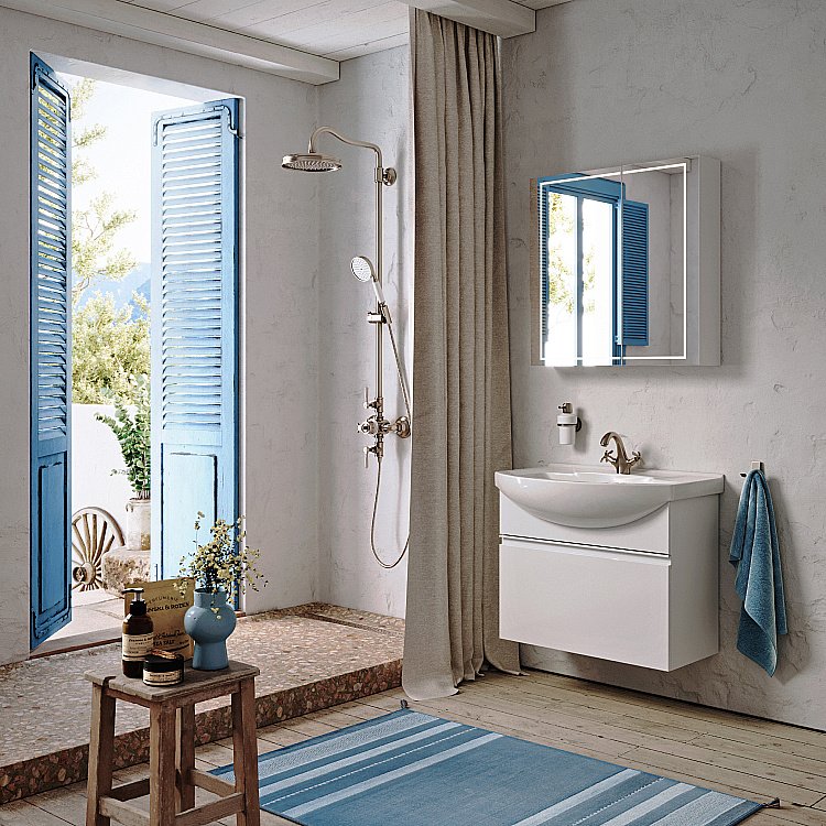 Тумба с раковиной Aqwella Rodos 88 ROD01081 белая для ванной в интернет-магазине Sanbest