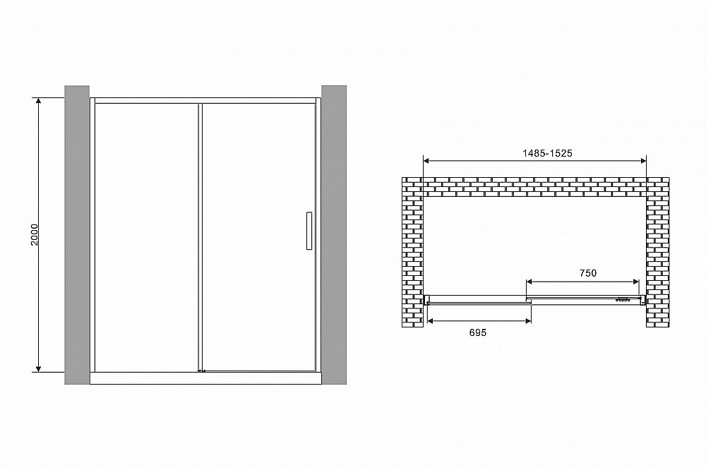 Душевая дверь Abber Komfort 150 прозрачная/хром купить в интернет-магазине Sanbest