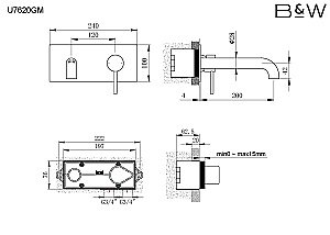Смеситель для раковины Black&White UNIVERSE U7620GM темно-серый купить в интернет-магазине сантехники Sanbest