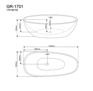 Ванна отдельностоящая Grossman Fly GR-1701 170x80 купить в интернет-магазине Sanbest