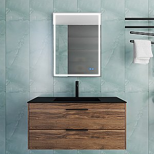 Тумба с раковиной Vincea Chiara 2D 100 VMC-2C2100CO/VCB-13100B тёмный дуб/раковина черная для ванной в интернет-магазине Sanbest