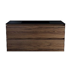 Тумба с раковиной Vincea Luka 100 VMC-2L100CO/VCB-13100B тёмный дуб/раковина черная для ванной в интернет-магазине Sanbest