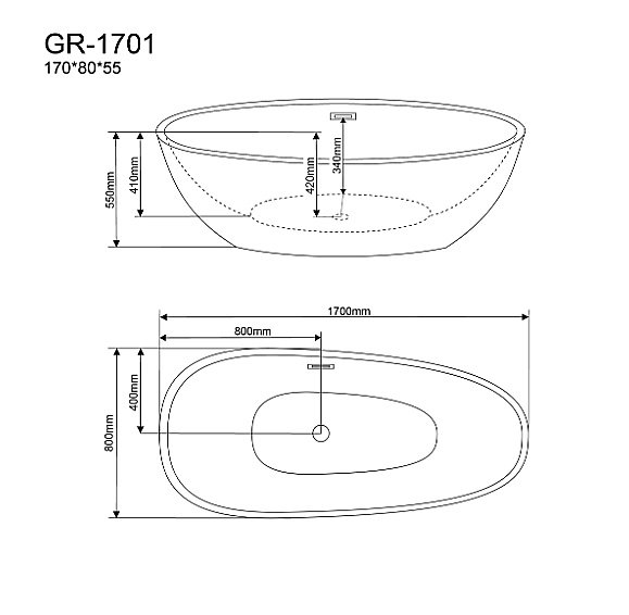 Ванна акриловая Grossman Fly GR-1701 170x80 белая купить в интернет-магазине Sanbest