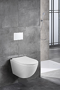 Унитаз подвесной Azario Trevi AZ-0093UQ3 белый, безободковый, с крышкой микролифт, слив торнадо купить в интернет-магазине Sanbest