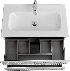 Тумба с раковиной Cezares DUET-N 80 DUET-N-800-2C-SO-FBS-P ясень белая софт для ванной в интернет-магазине Sanbest