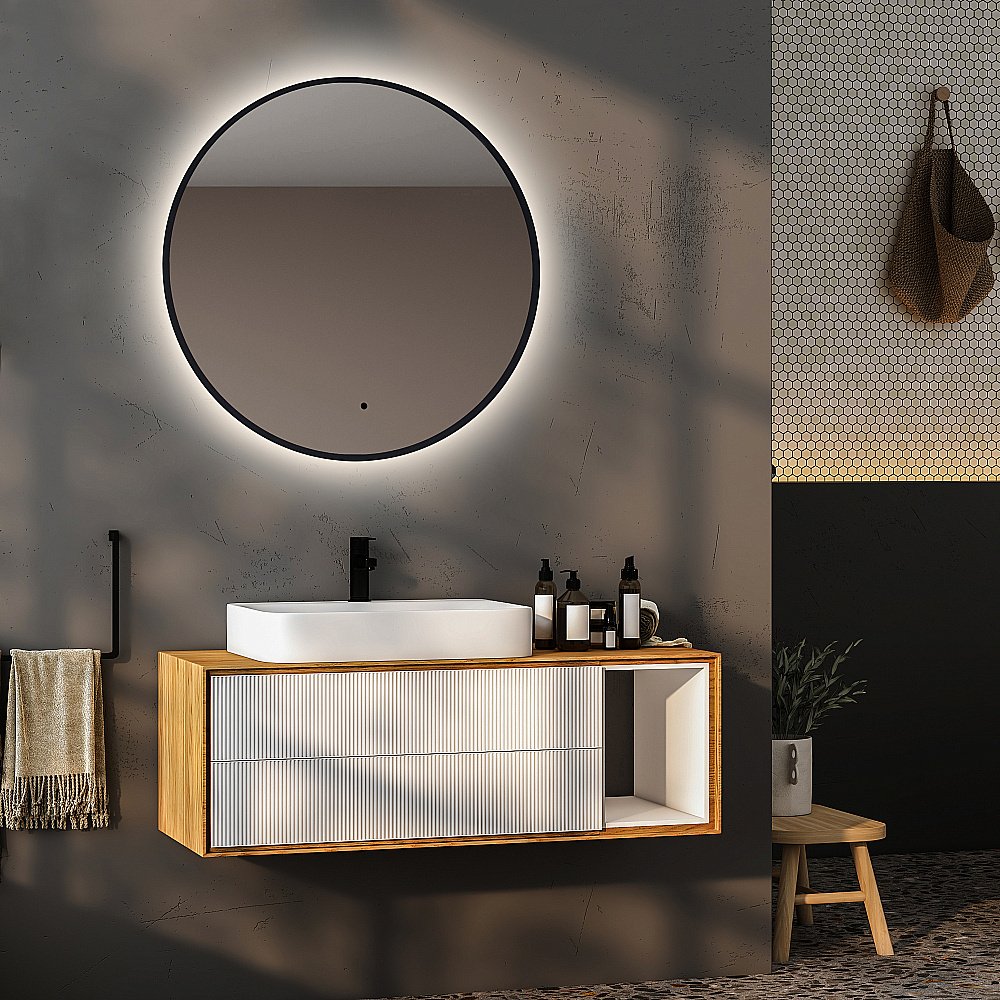 Зеркало ABBER Mond AG6204SCB-0.77 77x77 черный в ванную от интернет-магазине сантехники Sanbest