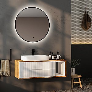 Зеркало ABBER Mond AG6204SCB-0.77 77x77 черный в ванную от интернет-магазине сантехники Sanbest