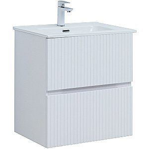 Тумба с раковиной Aquanet Джейн 60 313284 белая матовая для ванной в интернет-магазине Sanbest