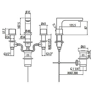 Смеситель для раковины Gattoni Kubik 2510025D0 купить в интернет-магазине сантехники Sanbest