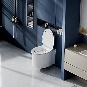 Унитаз подвесной Abber Bequem AC1127 белый, безободковый, с крышкой микролифт, слив торнадо купить в интернет-магазине Sanbest