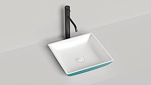 Раковина накладная Salini CALLISTA 04 1101108GRH 38 из искусственного камня S-Sense, белая глянцевая, цвет по RAL снаружи купить в интернет-магазине Sanbest