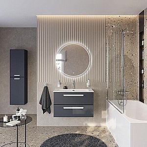 Тумба с раковиной Cezares ECO-CER-N 80 ECO-CER-N-800-2C-SO-GR-P графит для ванной в интернет-магазине Sanbest