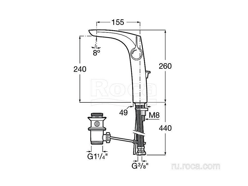 Смеситель для раковины Roca Insignia 5A343AC00 купить в интернет-магазине сантехники Sanbest