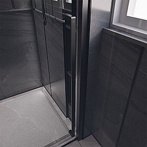 Душевая дверь Veconi Premium Trento PTD30-B-140-01-C4 прозрачная/профиль черный матовый купить в интернет-магазине Sanbest