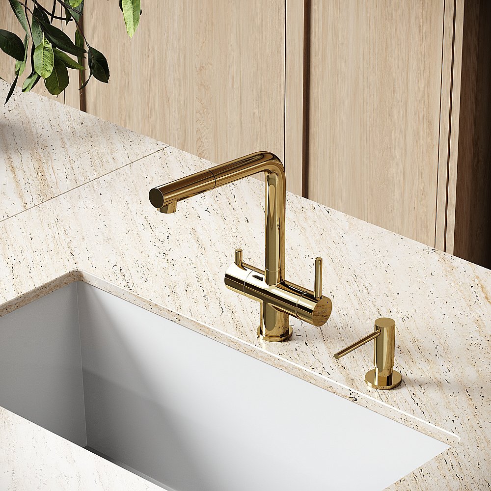 Смеситель для кухни Sancos Spin SC4015ZG полированное золото купить в интернет-магазине сантехники Sanbest