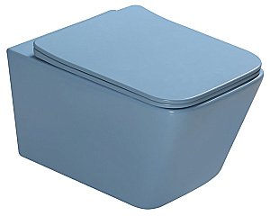 Унитаз подвесной SantiLine SL-5007T-BL голубой матовый, безободковый, с крышкой микролифт, слив торнадо купить в интернет-магазине Sanbest