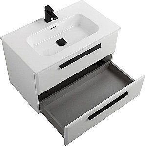 Тумба с раковиной Cezares ECO-CER-N 80 ECO-CER-N-800-2C-SO-BO белая матовая для ванной в интернет-магазине Sanbest