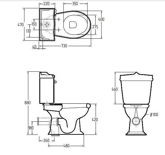Унитаз Migliore Impero 31133 белый/бронза купить в интернет-магазине Sanbest