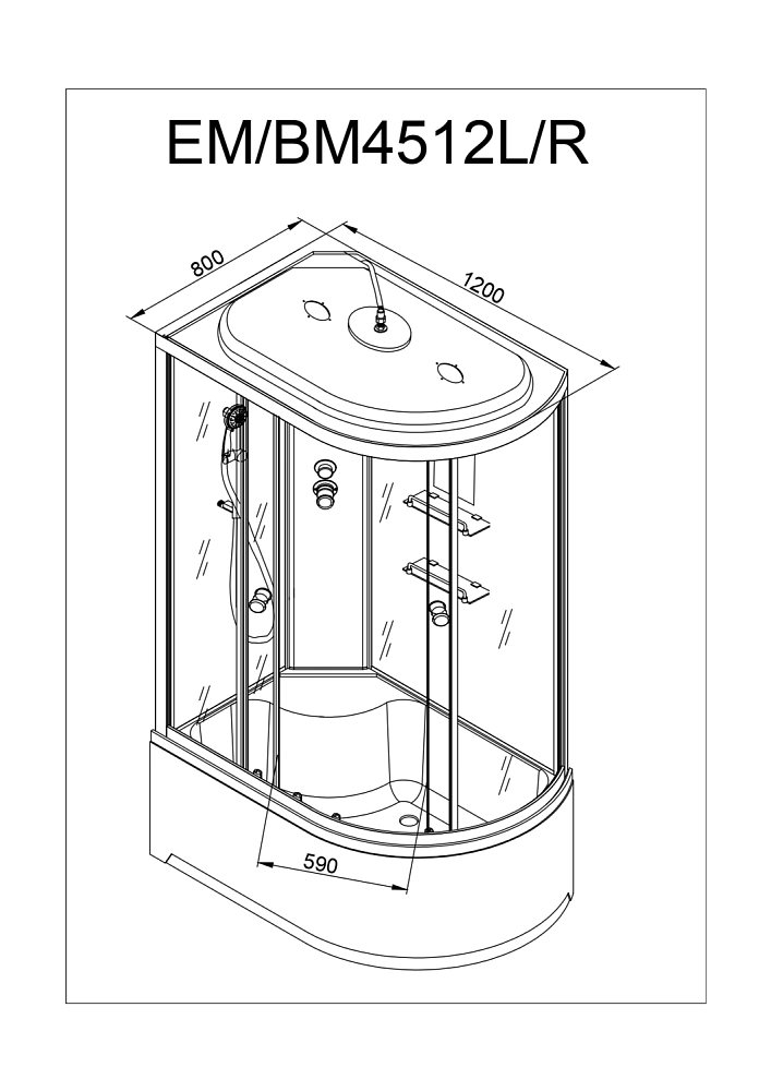 Душевая кабина Deto ЕМ4512 120х80 купить в интернет-магазине Sanbest