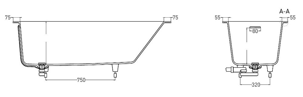 Ванна Salini Ornella KIT S-Sense 170х70 102413GF RAL купить в интернет-магазине Sanbest