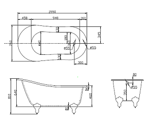 Ванна BelBagno BB06-1550 купить в интернет-магазине Sanbest