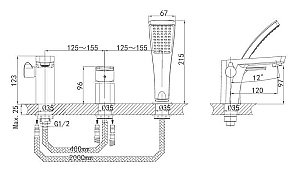 Смеситель на борт ванны D&K Берлин Фаер классик DA1434901 хром купить в интернет-магазине сантехники Sanbest