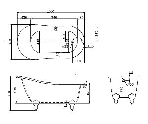 Ванна BelBagno BB06 155х76 купить в интернет-магазине Sanbest