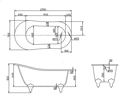 Ванна BelBagno BB06 155х76 купить в интернет-магазине Sanbest