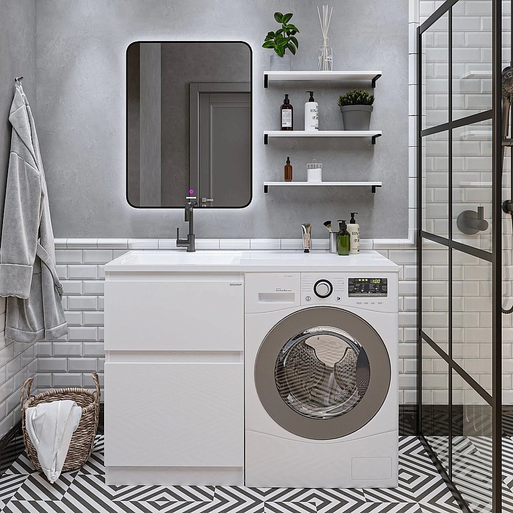 Тумба с раковиной Grossman Марсал 120 белая для ванной в интернет-магазине Sanbest