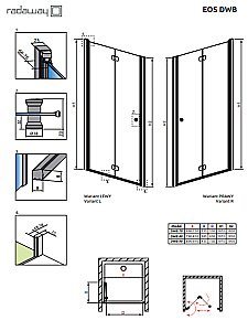 Душевая дверь Radaway Eos DWB 70 стекло прозрачное/профиль хром купить в интернет-магазине Sanbest