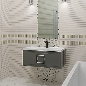 Тумба с раковиной LA FENICE Cubo Grigio 80 серая/ручка белая для ванной в интернет-магазине Sanbest