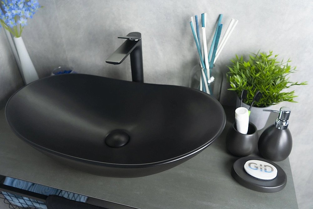 Раковина накладная Gid Lago 61 Bm9811 53337 черная матовая купить в интернет-магазине Sanbest