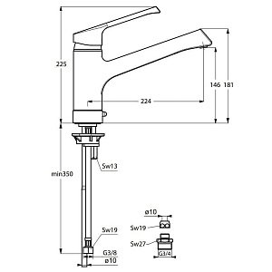 Смеситель для кухни Ideal Standard Retta B8984AA купить в интернет-магазине сантехники Sanbest