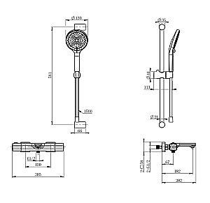 Смеситель для ванны с душевым гарнитуром и термостатом WONZON & WOGHAND SOLID, Брашированное золото (WW-C2011-A-BG) купить в интернет-магазине сантехники Sanbest