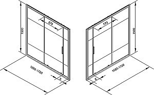 Шторка для ванны Aquanet Practic AE10-B-170H150U-CP + AE10-F-75H150U-CP купить в интернет-магазине Sanbest