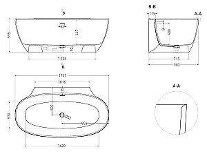 Ванна Salini Alda Wall S-Sense 101915GF 170 RAL купить в интернет-магазине Sanbest