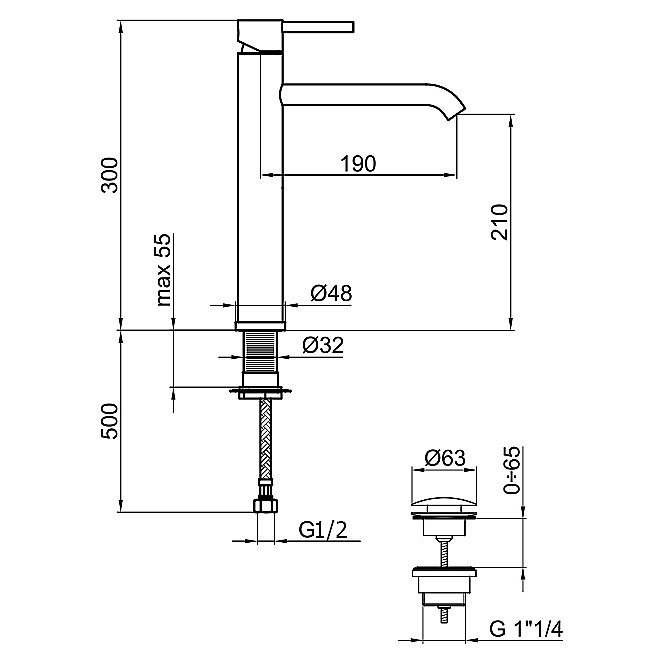 Смеситель для раковины Webert Elio EL830402560 черный матовый купить в интернет-магазине сантехники Sanbest