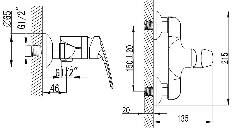 Смеситель для душа Azario EVORA AZ-WKE33361C-E хром купить в интернет-магазине сантехники Sanbest