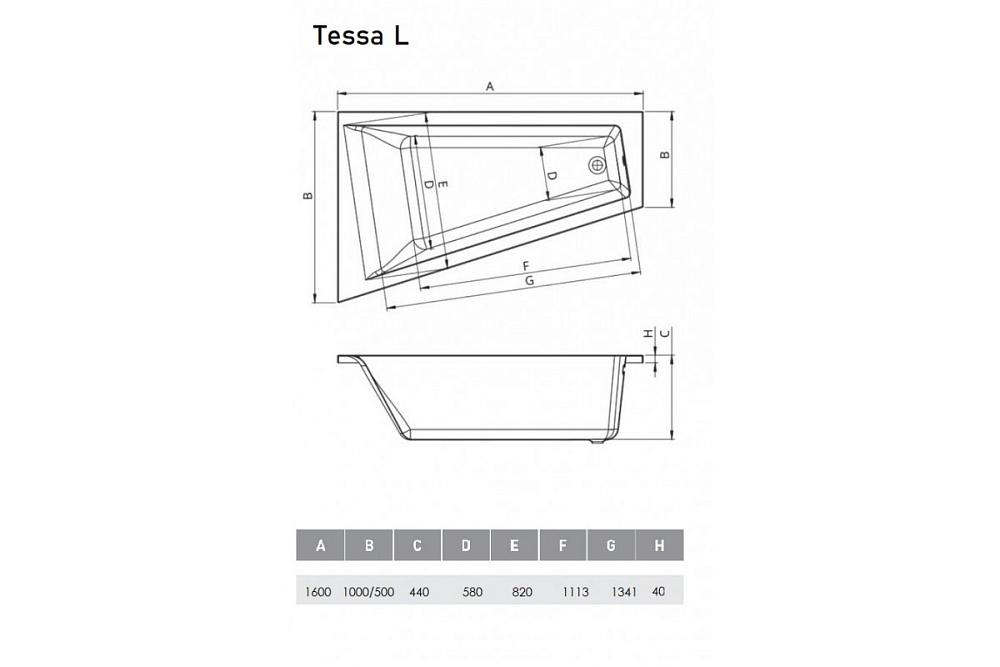 Ванна акриловая Vayer Tessa Гл0000268 160х100 белая купить в интернет-магазине Sanbest