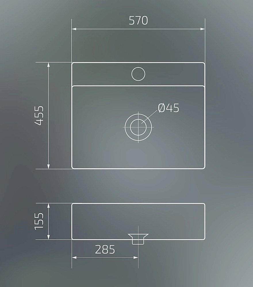 Раковина накладная Gid Geometrico 57 N9157 51216 белая купить в интернет-магазине Sanbest