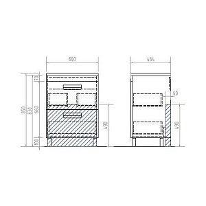 Тумба с раковиной Vigo Plaza 2-600 белая для ванной в интернет-магазине Sanbest