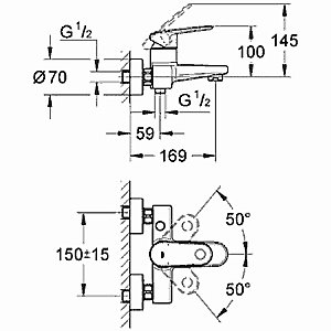 Смеситель для ванны Grohe Europlus II 33553 002 купить в интернет-магазине сантехники Sanbest