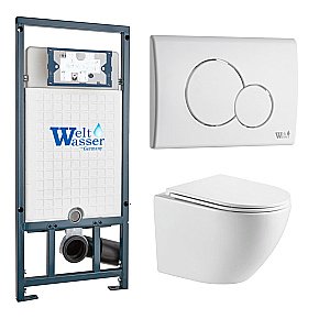 Унитаз с инсталляцией WeltWasser MARBERG 507 + MERZBACH 043 GL-WT + MAR 507 RD GL-WT купить в интернет-магазине Sanbest