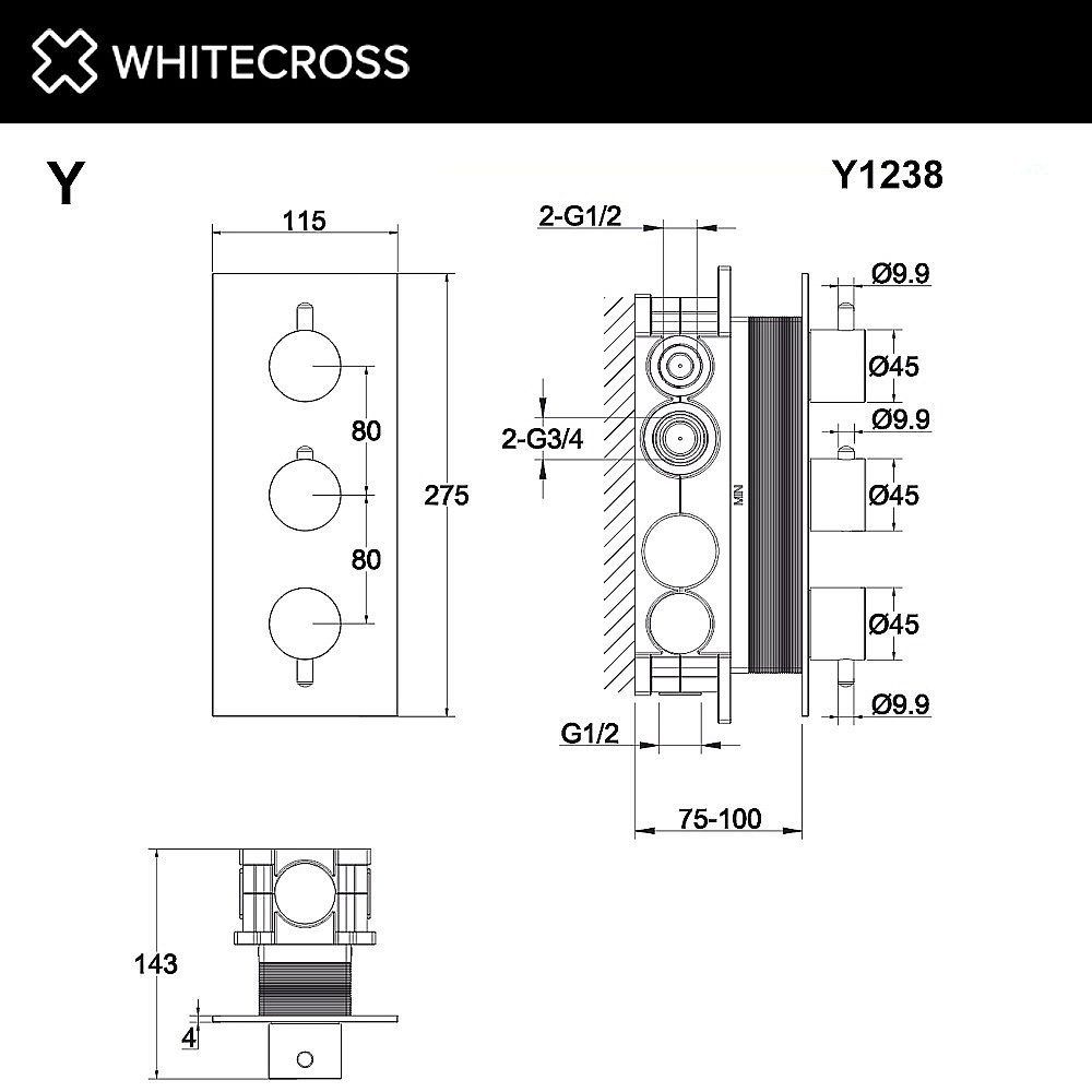 Смеситель для душа WhiteCross Y Y1238NIB никель брашированный купить в интернет-магазине сантехники Sanbest