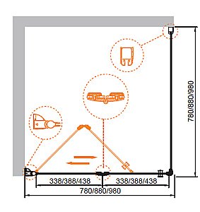 Душевой уголок Cezares Elena 100х100 ELENA-AS-2-100-C-Cr стекло прозрачное/профиль хром купить в интернет-магазине Sanbest