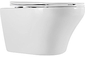 Унитаз подвесной Art&Max GINA AM218CHR/SC белый, с сиденьем микролифт, безободковый купить в интернет-магазине Sanbest