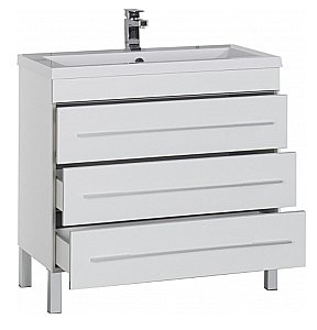 Тумба с раковиной Aquanet Верона 90/Нота New 90 напольная с 3 ящиками белая глянцевая для ванной в интернет-магазине Sanbest