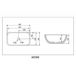 Раковина накладная ABBER Rechteck AC2200MG серая матовая купить в интернет-магазине Sanbest